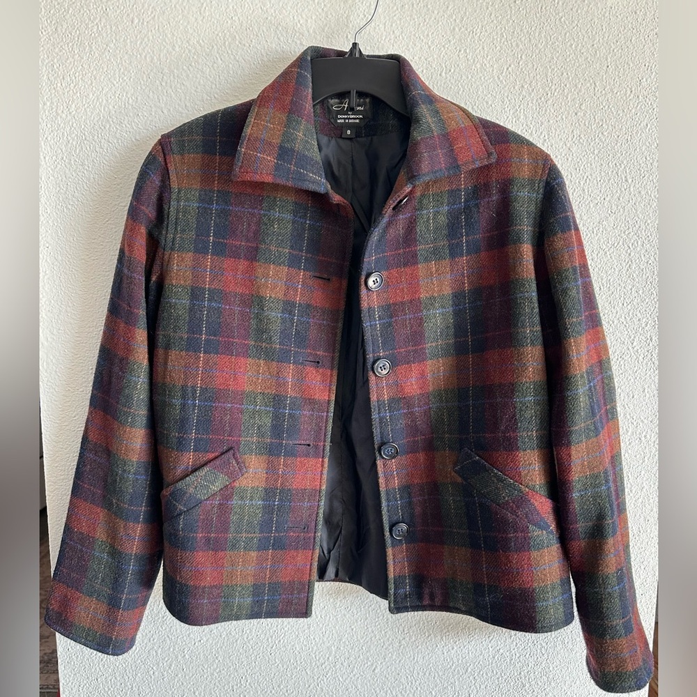 Women's Plaid Wool Blend Jacket - Multicolor